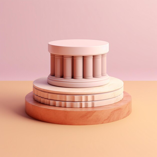 Photo a wooden object with a pink background in 3d style