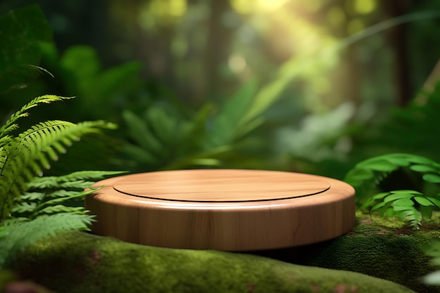 a wooden object with a wooden base and a green background