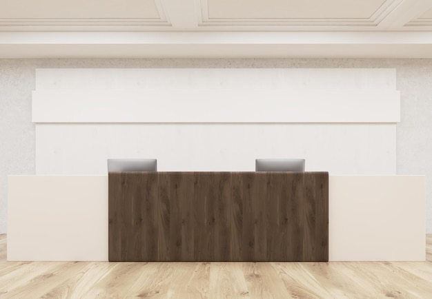 Wooden office reception desk