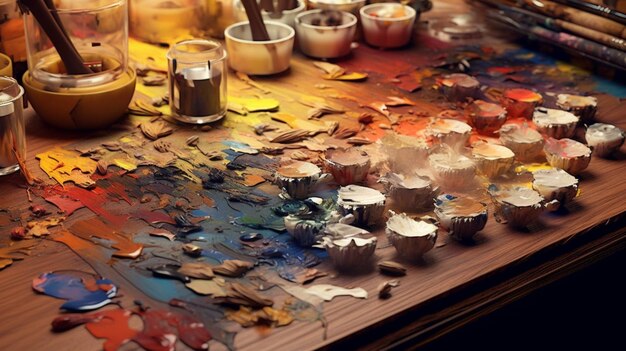Foto vernice a palette a olio in legno