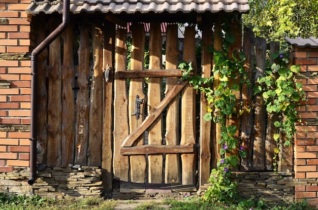 Wooden old fence with a wicket