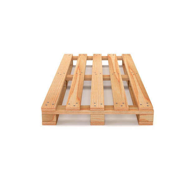 Photo wooden pallet isolated on white background. 3d illustration.