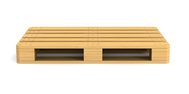 白い背景の上の木製パレット。分離された3Dイラスト