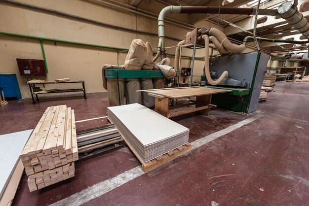 Wooden parts for doors in the factory