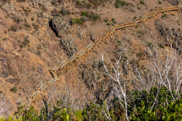 Wooden path on the mountain