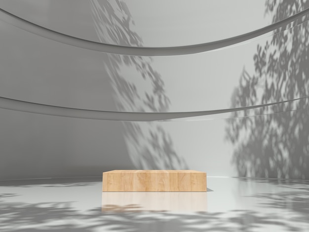 Wooden pedestals for product showing in white room