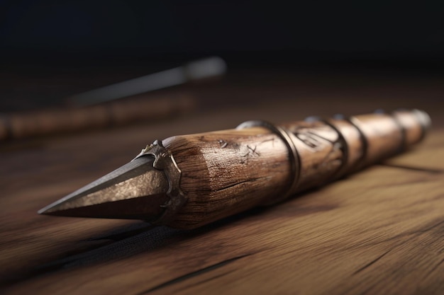 A wooden pen with the word pen on it