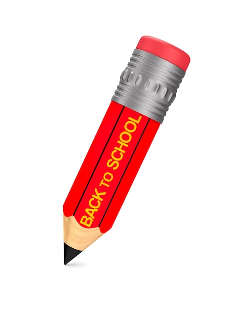 Wooden pencil with eraser on white space. Back to school