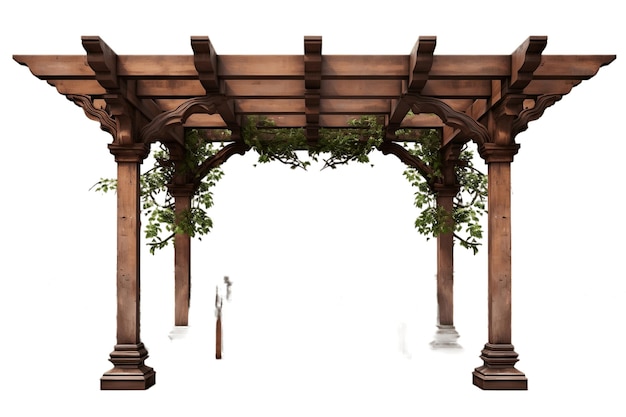 Photo wooden pergola design in isolation generative by ai