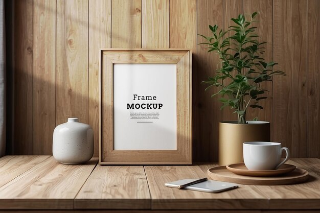 Wooden Photo Frame Mockup