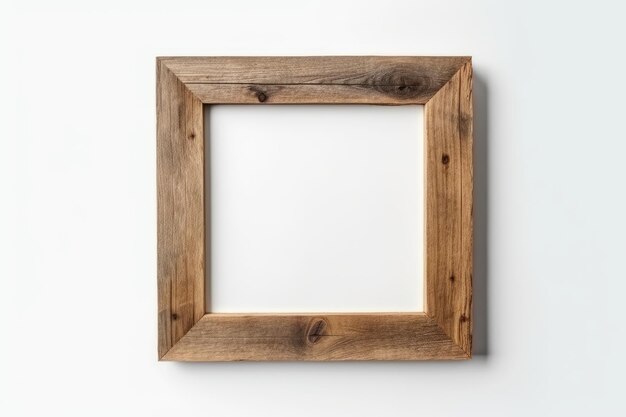 wooden photo frame on white background