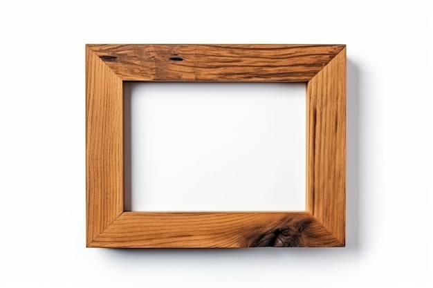 wooden photo frame on white background