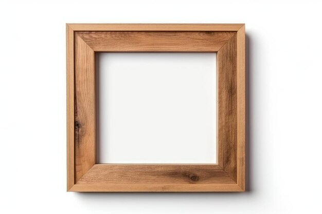 wooden photo frame on white background