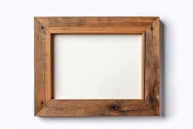 wooden photo frame on white background