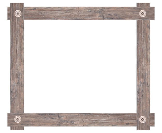 Photo wooden picture frame isolated on white background with clipping path