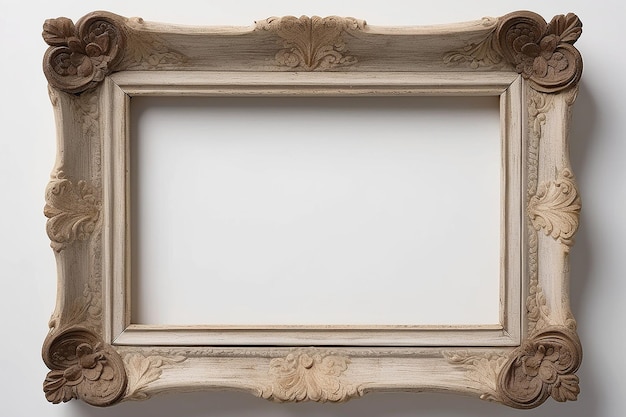 Wooden picture frame isolated on white