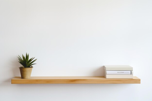 Foto cornice di legno su uno scaffale con un cactus