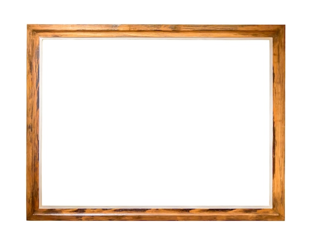 Wooden picture frame on white background