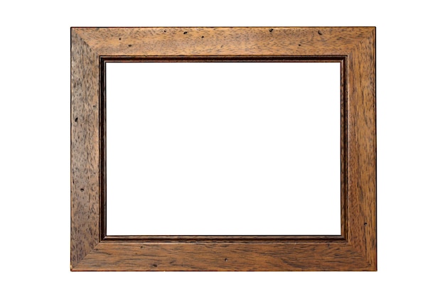 Photo wooden picture frame on white background