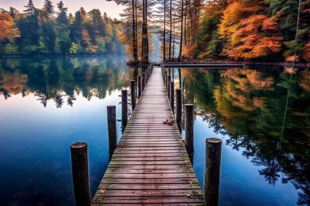 Wooden pier on a beautiful lake