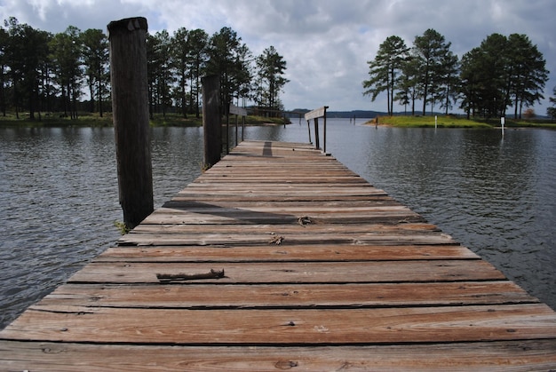 Wooden pier over lake