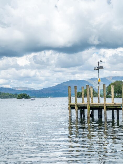 Wooden pier on lake