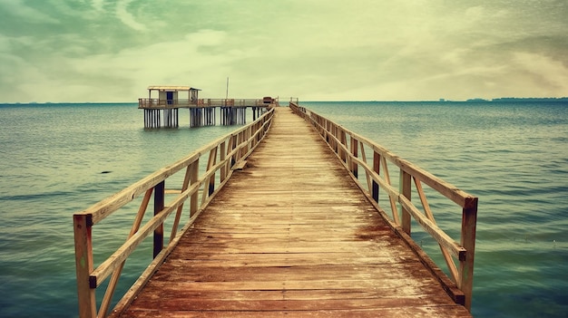 Wooden pier on the sea Generative AI