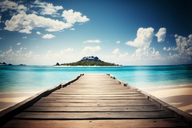 Photo wooden pier in a sunny beach