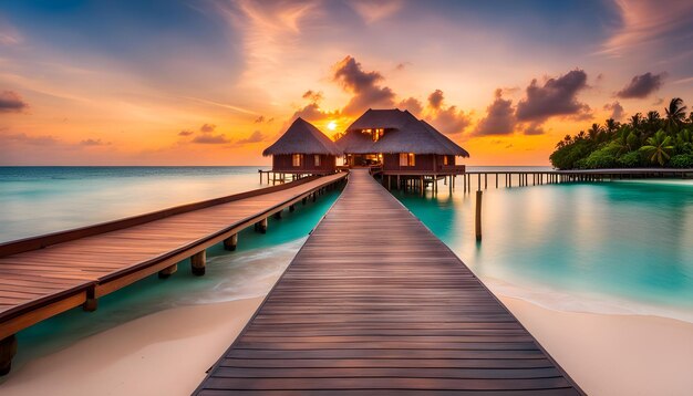 a wooden pier with a house on the top of it