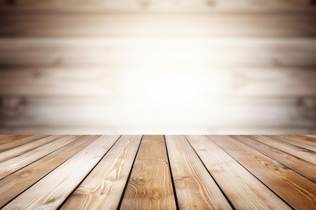 Photo wooden plank table in front of white background