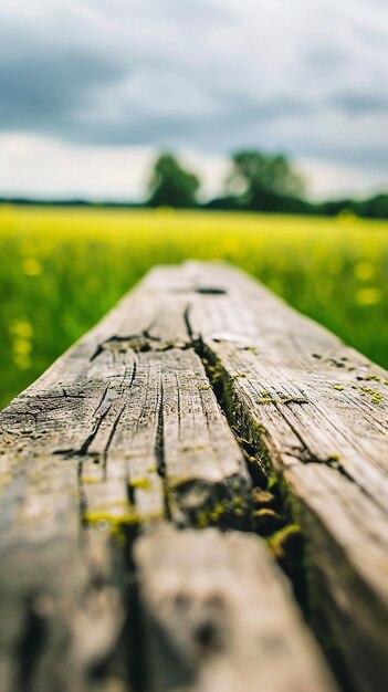 A wooden plank with a field