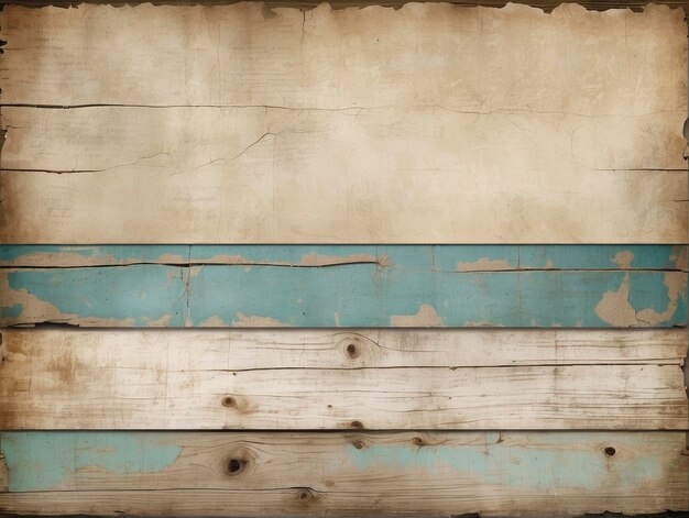 a wooden planked wall with a faded blue stripe on it and a white stripe on the bottom