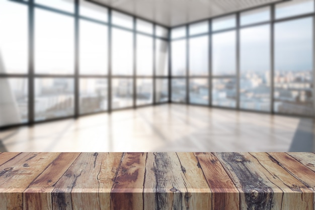 Wooden planks with blurred background