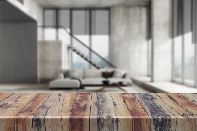 Wooden planks with blurred background