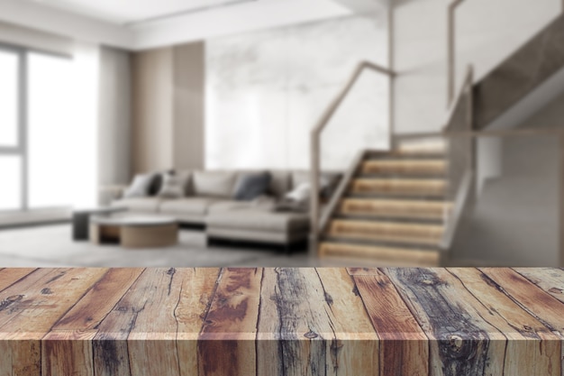 Wooden planks with blurred background