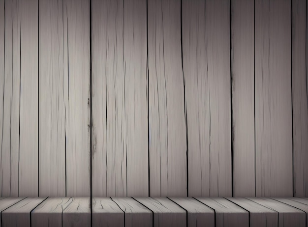 A wooden planks with a dark background and a light shining on them.