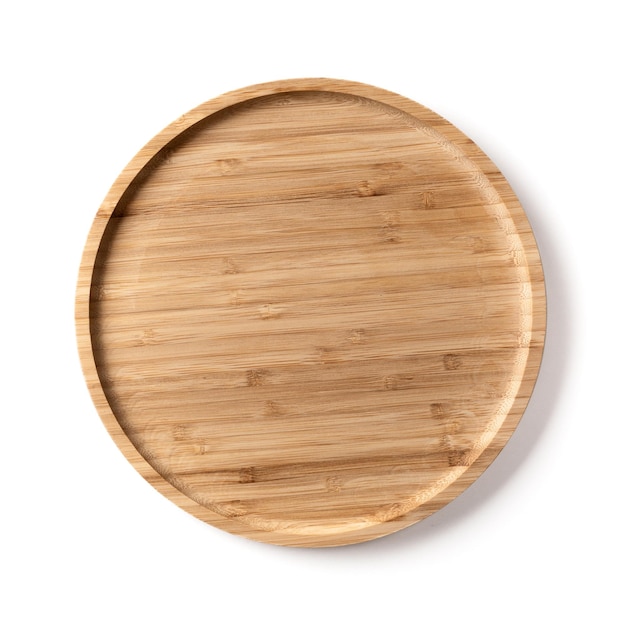 wooden plate for food isolated on white background concept handcraft cooking utensils
