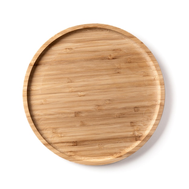 Photo wooden plate for food isolated on white background concept handcraft cooking utensils