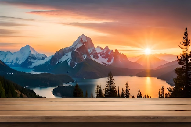 wooden plate in front of nature background