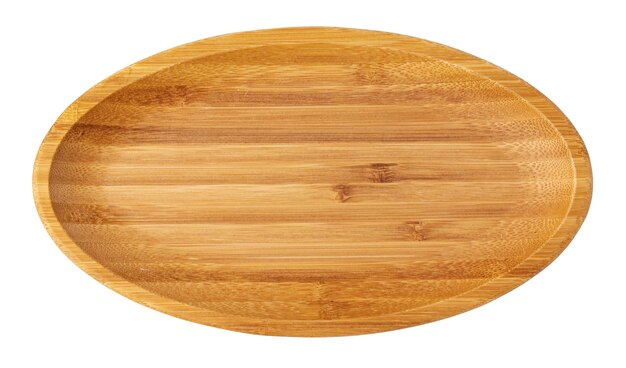 wooden plate isolated on white background close up