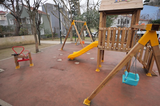 Wooden playground outdoor house park in istanbul