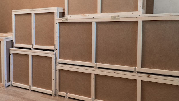 Wooden plywood boxes for transportation and storage. crate for home use