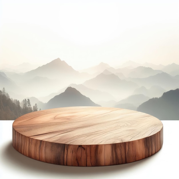 木製の表彰台、製品スタンド、空のディスプレイ、抽象的な木製の最小限の台座、豪華な自然の背景