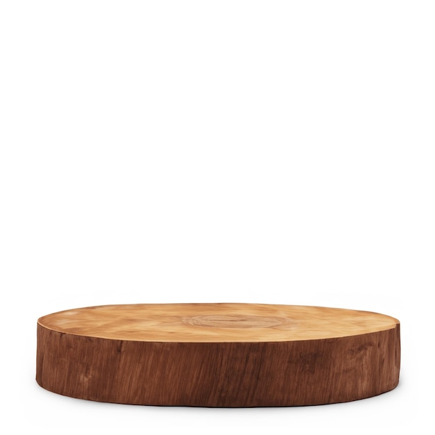 wooden podium real with white background
