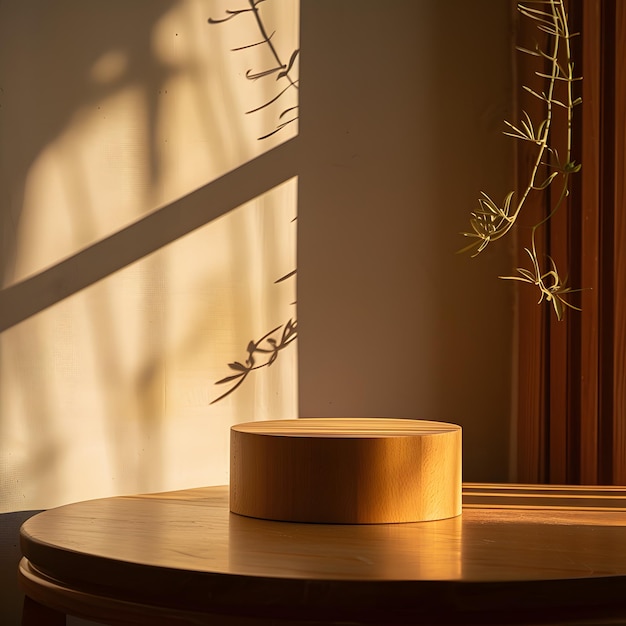 wooden podium on top of living room table