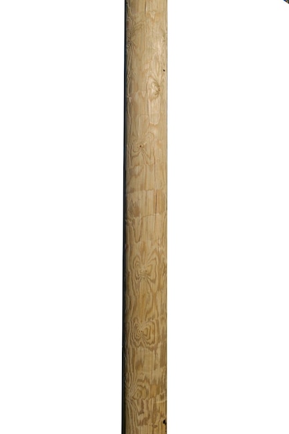 Wooden pole isolated on white background