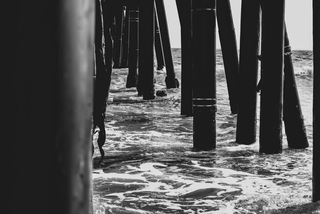 Photo wooden posts on beach