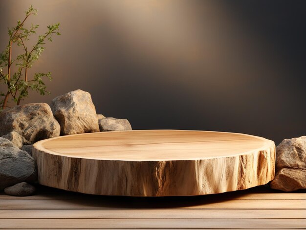 Photo wooden product display podium