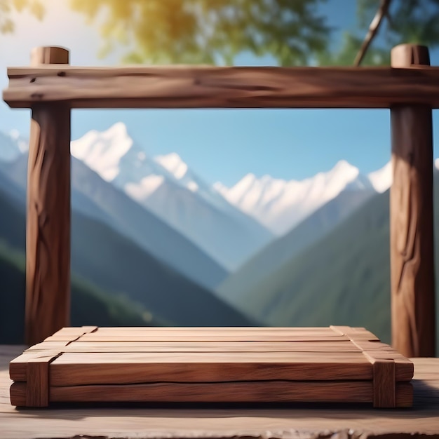 Photo wooden product podium in nature