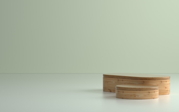 Photo wooden product podium or stage in empty room with soft lighting